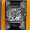 TWF Tortue XL tw62020X6 Orologio da uomo Giappone Miyota Cronografo al quarzo PVD Acciaio Diamanti Quadrante nero romano Cassa con diamanti ghiacciata Leath3345