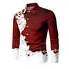 Camisas de vestido masculinas Camisa de alta qualidade de luxo da moda para passeio diário de manga longa de mangas compridas Red Purple Fretway Fabric 2024