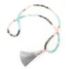 Anhänger Halsketten NS0252 108 Mala Halskette Hochwertiges Yoga -Armband Natural Amazonit und Rosenquartz Labradorit Meditation Schmuck
