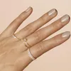 gold filled band white cubic zirconia small thin miami cuban link chain ring for women delicate minimal design323f