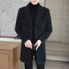 High-end sensação masculina moda bonito todo casaco de lã terno colarinho longo trench coat casaco de lã grosso casual jaqueta de inverno masculino 231226