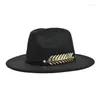 Boinas 2023 Classic Vintage de alta qualidade FELTA FEDORA HAT BIG BIG CLOCHE