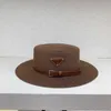 Wide Brim Hats Bucket Inverted Triangle Straw Hat Belt Buckle British Style Flat Top Women's Beach Holiday Gift Batch AOYF