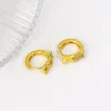 Hoop Earrings Gold Color Round Flower Women's Office Jewelry Zircon Delicate Sweet Niche Design Christmas Gift