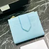 Small Saffiano Leather Wallet Designer Credit Card Slots Bill Compartment Document Pocket Enameled Metal Triangle Logo Lettering Hardware Luxury Women Men Purse