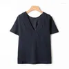 Camisetas para mujer, camiseta ahuecada con temperamento trenzado, camisetas de manga corta con cuello en V de verano 2023