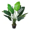 Dekorativa blommor 42 "Artificial Green Bird of Plant med Black Pot Wedding Office Plants for Garden Decoration Fake