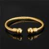 Steel Charm Ball Open Cuff Bangle Women Bracelet Stainless Gold Color Wire Rope Fashion Jewelry 231226