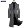Mäns vindtätande enkelbröst koreansk version Slim Montering Long Kne Tjött 30% Wool Woolen Coat Business Casual Long Parka 231226