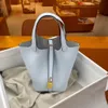 10A Mirror+ Top Quality Picotin lock Bag Women Purse Tote Bucket Bags Handmade Luxury Designer Handbags Classic Fashion Togo Leather Canvas Shopping bag