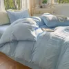 Bettwäsche -Sets koreanischer Stil Seersucker Set Duvet Cover Flat Sheets Kissenbezug Bettlader