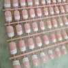 10 Sets/lot 24 Pieces/Set Long Full French Nail Tips Natural Pink Acrylic Nails Round Square Sweet Fake Nails Laidy Finger 231227