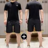 Super Sensory Men's Fashion Märke Summer Short Sleeved Shorts Set Men's Leisure Sports Set T-shirt Half ärmar+Cropped Pants