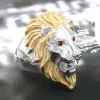 Storlek 7-15 Ny mode av hög kvalitet djurstenarens Lion Rings 14k Yellow Gold Rock Punk Male Women Lions Head Gold Jewelry