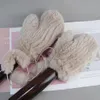 Lady Real Rex Rabbit Fur Luvas 100% Real Rex Rabbit Fur Luvas Bom Elástico Mulheres Inverno Malha Real Rabbit Fur Mittens 231226