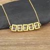 Anhänger Halsketten AIBEF Vintage Rechteck Form Strass Frauen Halskette Kupfer Zirkon Schmuck Kette Schlüsselbein Zubehör Geschenk Großhandel