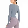 LL-167 Completo da yoga a maniche lunghe Top sportivo Cappotto senza cuciture Fitness Donna Allenamento Bianco esteso per magliette Abbigliamento sportivo da donna