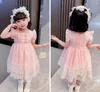 Girl Dresses Lolita Baby Girls Summer Net Yarn Sweet Princess Dress Kids Cute Lace Bow Stitching Fairy Gauze Y229