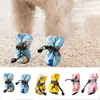 Vêtements pour chiens 4pcs / Set Fond souple Bottes de pluie antidérapantes en plein air Polyester / Velours Chaussures antidérapantes réglables pour chiots Chaussettes Chaussures