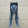 Tasarımcı Kadın Tayt Pantolon Mektup Kontrast Renk Çok renkli Patchwork Pantolonlar Büyüleyici Moda Kadın Sıkı Taytlar