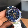 BBK Men's Quartz Watch Diameter 43 مم مع حركة الكوارتز السويسرية في الياقوت الزجاجية مرآة الفولاذ المقاوم للصدأ صندوق الهدايا