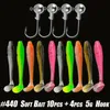 10st 30 st mjuka fiske lockar kit silikon lock set konstgjord betmask med vev jig huvud krok 231226