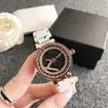 Montres-bracelets de marque complète pour femmes et filles, cadran rotatif en diamant, bracelet en cuir, Quartz, Logo de luxe, horloge L 102