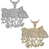 Iced Out Gold Silver Plated BREAD GANG Pendant Necklace Micro Zircon Charm Men Bling Hip Hop Jewelry Gift206P