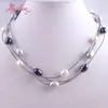 Kedjor 10-12mm White Black Grey Multicolor Oval Freshwater Pearl Leather Elegant Halsband Fashion Smycken 16 tum för festjubileum