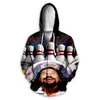 Erkek Hoodies Fashion 3d Baskı Büyük Lebowski Fermuar Zip Up Kapşonlu Sweatshirts Harajuku Hip Hop