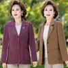 Women's Suits Middle-aged Mother Spring And Autumn Long-sleeved Suit Loose Fashion High-end Coat Womens Solid Color Small Fragrance Casual