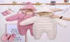 Olekid 2020 Nowonarodzony Baby kombinezon z kapturem plus aksamitne ciepłe dziecko snowsuit maluch śnieżny garnitur bawełniany kombinezon Rompers L6959535