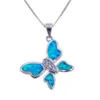 Wild Life Opal Kolye 925 Sterling Gümüş Takı Mavi Ateş Opal Kelebek Cazibe Kolye Mücevher Hediye 2105242044