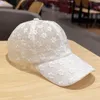 Ball Caps Women Lace Breathable Cap Small Flower Mesh Baseball Hollow Floral Hat Summer Sun Protection Visor White