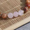 Strand OAIITE 8mm Bracelet en cristal rose naturel femme perle en bois Yoga méditation amour pierre d'énergie