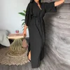 Robes décontractées femmes élégantes robe de mode col montant maxi dames à la mode printemps été avec stand-up dolman pour