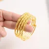 Браслет из тонкого золота в Дубае, желтый однотонный браслет GF, ювелирное изделие в Африке, обруч, подарок, 1 шт. или 4 шт., Эластичность, открытый механизм «толкай и тяни» Whole194A