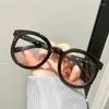 Sunglasses Gradual Powder Blusher Myopic Glasses Large Round Frame Oversized Near Sight Eyeglasses Anti-Blue Light Short