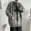 Herrenpullover Herrenmode O-Ausschnitt Langarm Strickoberteile Herrenbekleidung Vintage Kreuzdruck Lässige Herrenpullover Herbst Streetwear Jumper 2023