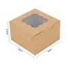 5/10 piece kraft paper cake box with transparent PVC window dessert pizza bread square box wedding party favorite cupcake gift packaging box 231227