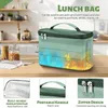 Ensembles de vaisselle Boîte à Bento de 1500 ml avec sac – Ensemble de couverts à déjeuner à 3 couches, récipient de préparation de repas 4 en 1, sac isolé (vert)