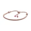 Pulsera de cadena con dijes originales, brazalete deslizante ajustable de 100% Plata de Ley 925 para mujer, joyería clásica de alta calidad DIY 236U