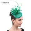 Chapeaux Femmes Plumes Vert Sinamay Chapeau Parti Cap Fedoras Robe Fascinator Chapeaux De Mariage Occasion Dames femele cheveux accessoires