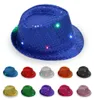 LED Lights Jazz Hats Blinking Flashing Sequin Hip Hop Baseball Caps For Adults Woman Men Glow Birthday Party 11 Solid Colors1935450