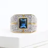 Naturalny kamień szlachetny 14k białe złoto i pierścień dla mężczyzn Anillos de Hip Hop Bizuteria Wedding Rock Diamond Box Pierścienie 280W