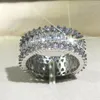 Anéis de casamento Ustar Luxury Jewelry dedo para mulheres Cristais CZ brilhantes no engajamento de cor prata feminina