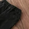 ズボンの子供の子供のための黒いジーンズベイビー春秋の服のティーンエイジャーの服装子供6 8 9 10 11 12歳