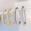 Baguette Princess Cut Square Shaped Cubic Zirconia CZ Earring Iced Out Bling Classic 45mm Big Circle Hoop Women Jewlery Huggie260Z