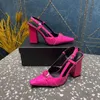 Créateur de mode Femme Femme High Talons Sexy Lacquer Le cuir robe Chaussures Fuchsia Sole épaisse orteil carré 10cm Usure résistante et non sandales SOLE SOLE AVEC BOX 35-42