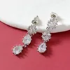 Boucles d'oreilles pendantes LONDANY : anneaux de tempérament à franges en forme de goutte d'eau en zircon